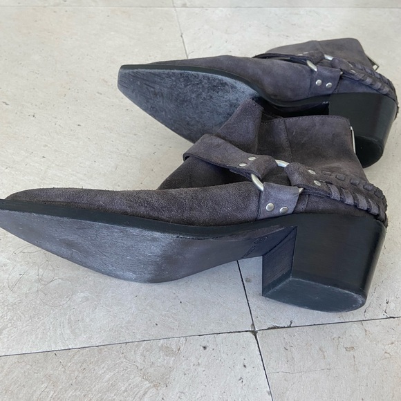 All Saints Charcoal Suede Ankle Booties